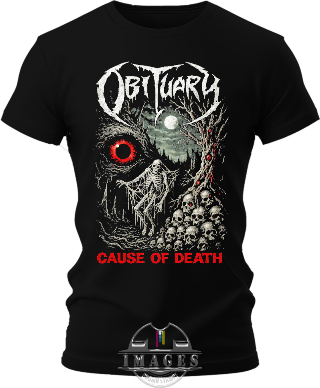 T-SHIRT OBITUARY CAUSE OF DEATH HEAVY METAL MAGLIETTA stampa DTF