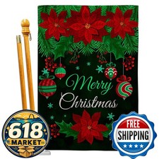 Angeleno Heritage Poinsettia Ornaments House Flag Set Double-Sided Made in USA
