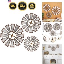 3 Pcs Wood Windmill Wall Decor Farmhouse Hanging Decoration Wooden Windmill K...