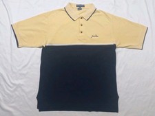 VTG Swingster John Deere Polo Shirt Yellow Navy Blue Sz L Made In USA