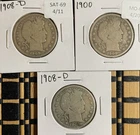 Barber Half Dollar Lot of 3 - Mixed Dates / MM -90% - (L878)