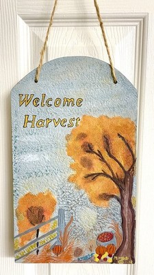 Fall Themed  Welcome Harvest  Resin Door/Wall Plaque Hanger Sign