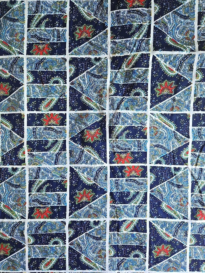 VTG Quilting Fabric 43" X 56" Cotton Blue White Patchwork Look Sewing Crafting - Image 2 of 4