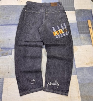 Vintage Platinum FUBU Fat Albert Embroidered Jeans Mens 34x32 Black Denim Y2K