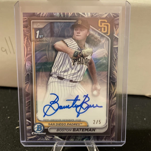 Boston Bateman 2024 Bowman Draft Chrome SUNFLOWER SEED REFRACTOR Auto /5