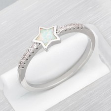 Srat White Fire Opal CZ Silver Jewelry Holiday Classic Women Ring Size 7 8 9