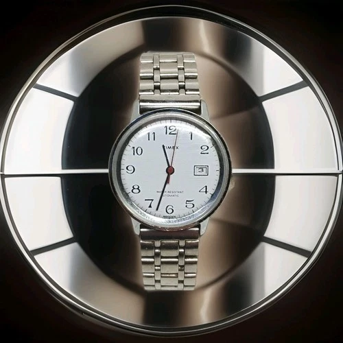 VINTAGE MEN'S TIMEX MARLIN SILVER TONE AUTOMATIC WATCH 4655303276 WHITE DIAL