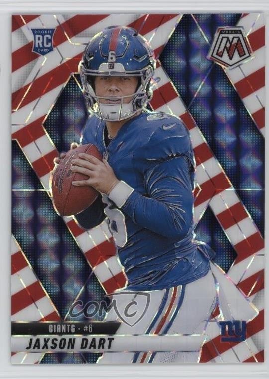 2025 Panini Mosaic Rookies Red & White Stripe Prizm Jaxson Dart #362 1oa8