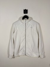 Nike Womens Full Zip Fleece Jacket White Size L Athletic Zip Up