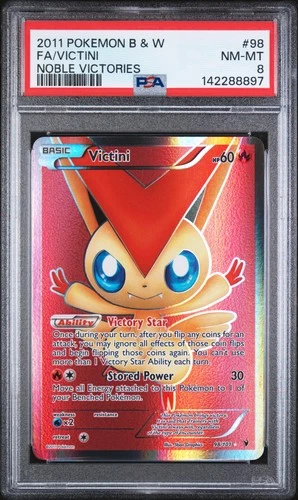 2011 POKEMON BLACK & WHITE NOBLE VICTORIES #98 FULL ART/VICTINI PSA 8