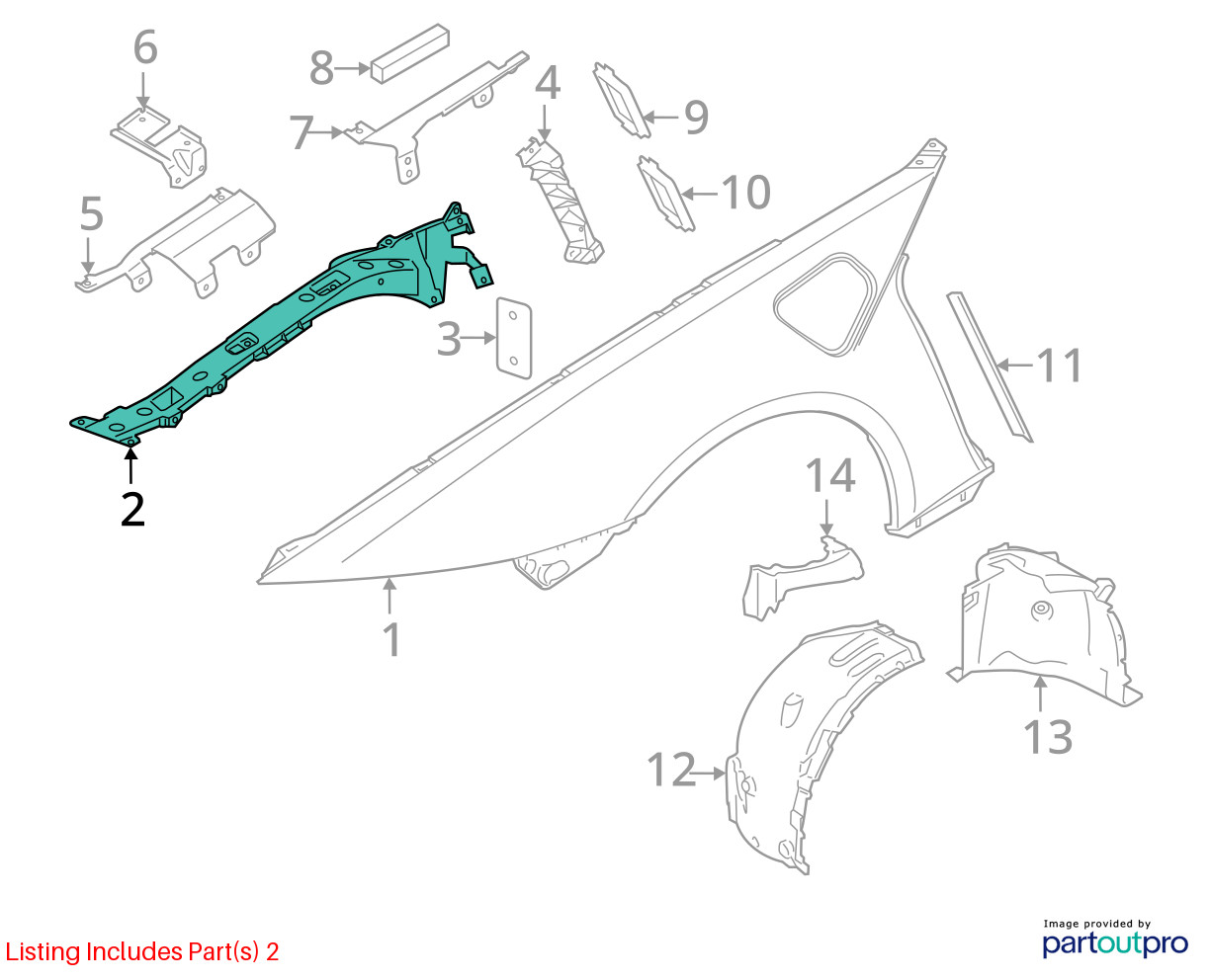 BMW I8 I12 I15  Front Left Fender Support Bracket Assembly 2014 - 2020 OEM
