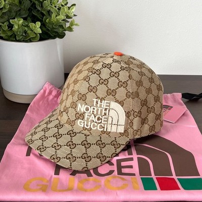 GUCCI x The North Face Collaboration Canvas Leather Cap Hat M 58cm New