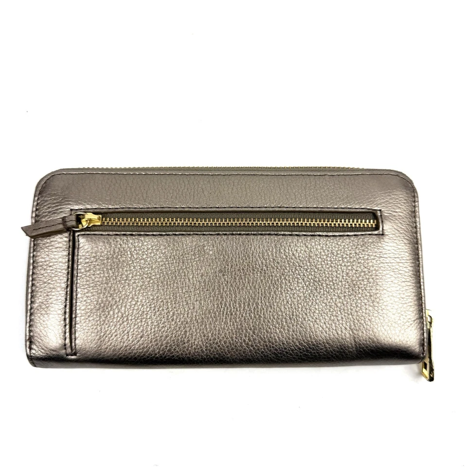 Cartera Fossil Oro Rosa Metálica Cuero de Vaca Cremallera Alrededor Bolso sin asas Organizador Foto 4 de 4