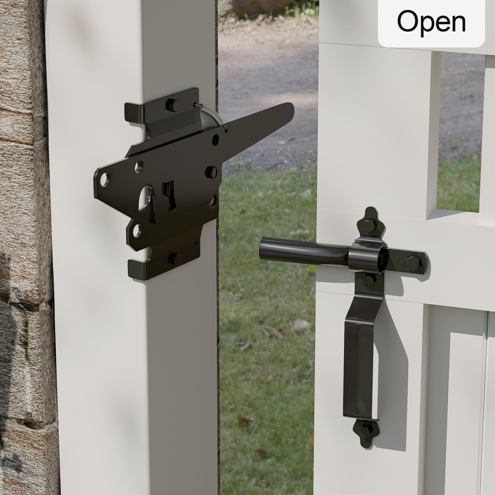 Gate Latch for Wooden Fence, Heavy Duty Self Locking Gate Latch with 9" Handl...