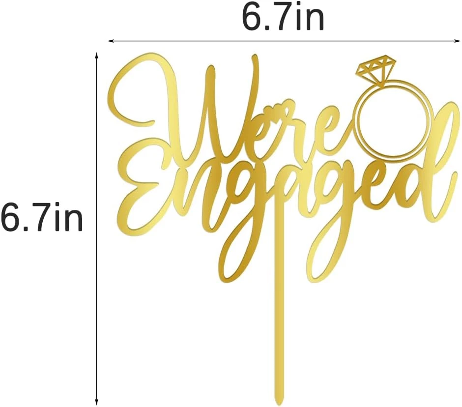 Topper de pastel We'Re Engaged para decoraciones de fiestas de compromiso, letrero de anillo comprometido, Br Foto 2 de 4