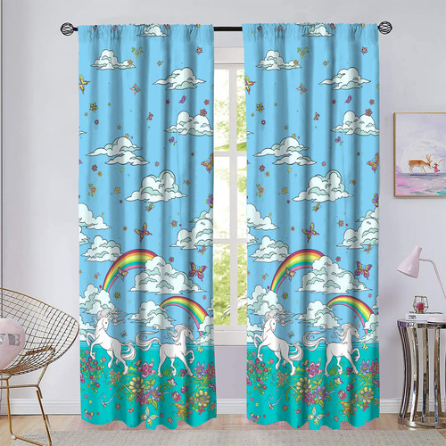 Unicorn Rainbow 48x84 Window Curtain Panel Drapes Pair for ’ Bedroom, Multi C...
