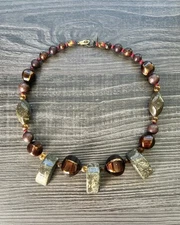 Bold Artisan Statement Necklace - One-of-a-Kind Earth-Tone Jewelry