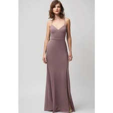 NWT Jenny Yoo Reese Bridesmaid Maxi Dress Size 8 Fig Mauve Wedding Formal