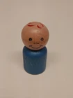 Vintage Fisher Price Little People Boy With Blue Body Wood Head Wood Body