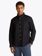 NWT Tommy Hilfiger Mens Black Button Down Regular Fit Flex Poplin Shirt Size 2XL