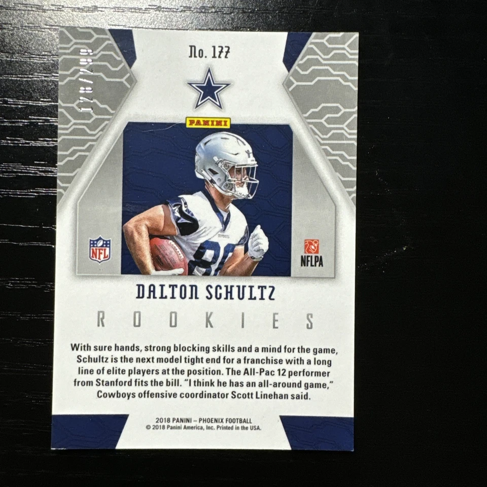 2018 Panini Phoenix #177 Dalton Schultz Red #/299 Rookie Dallas Cowboys - Image 2 of 4
