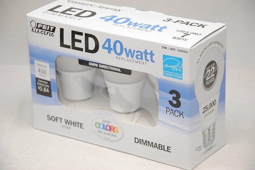 NIDB Feit Electric LED 40 Watt 450 Lumens Dimmable Omni Directional Bulbs 3 Pk - Picture 3 of 3