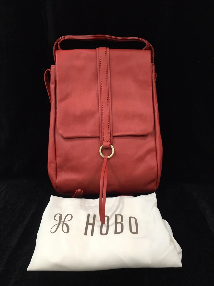 NWT $268 Hobo Women's Leather Bridge Convertible Backpack Shoulder Bag  Brick Red | eBay