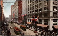 Chicago Illinois Postcard  State St, Stamp Homeland Natn'l Ass. America #86765