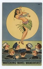 Dancing Girl Woman Navy Comic Art Humor Military Postcard