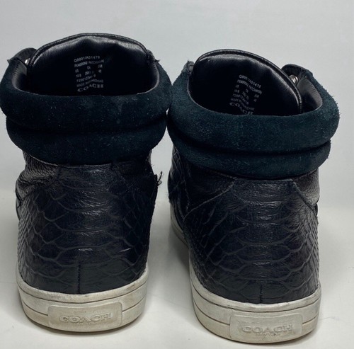 COACH LEATHER SNEAKERS 10B Sport WOMENS Hi-Top BLACK SHOES - Picture 4 of 7