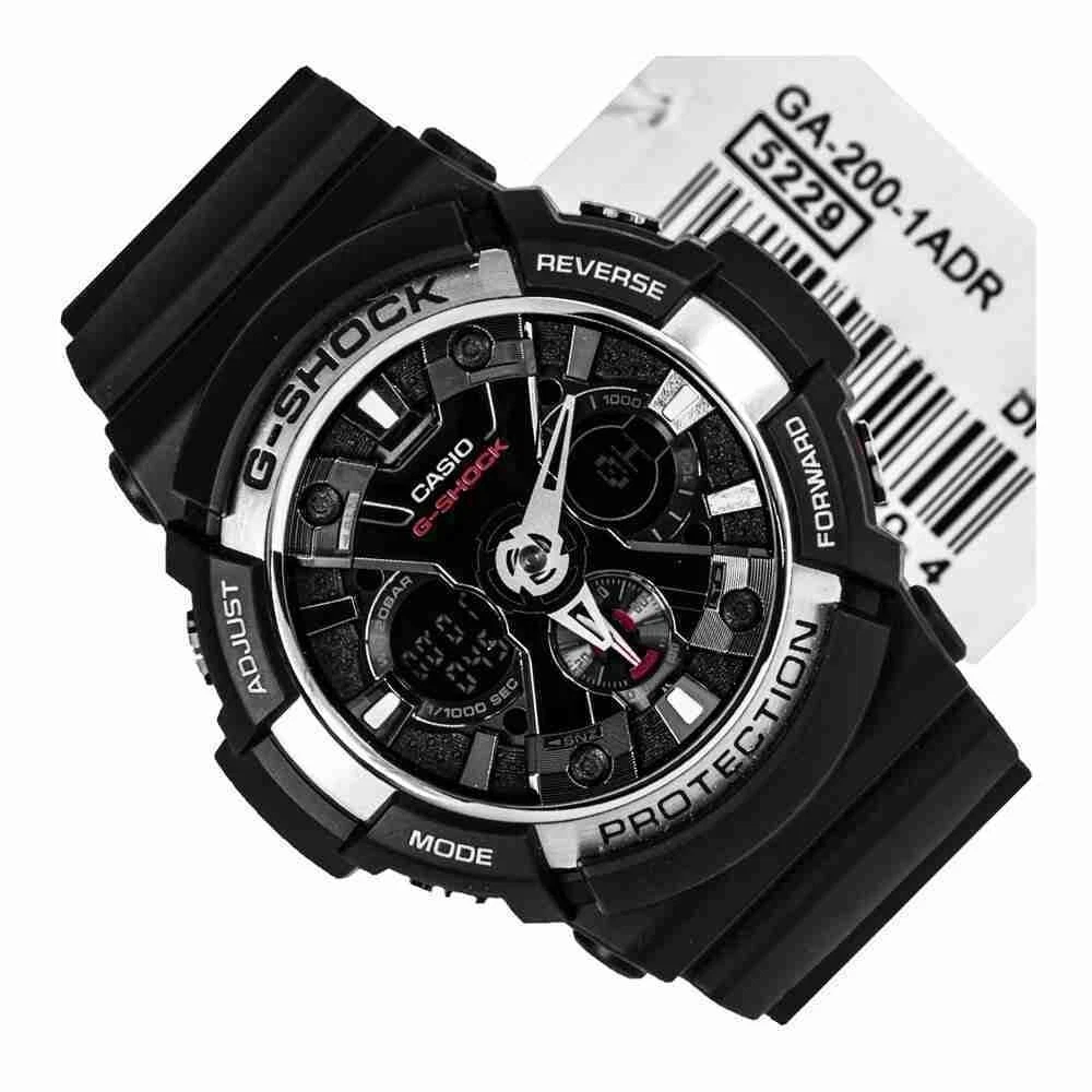 CASIO GSHOCK GA200-1A MULTIFUNCTION BLACK RESIN BAND WATCH