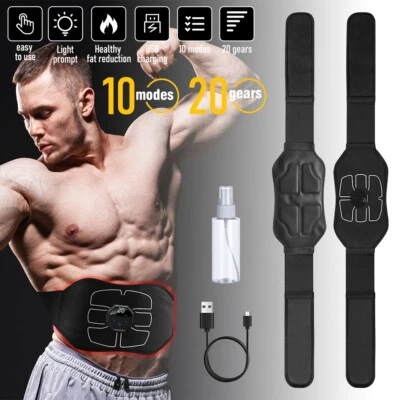 EMS Abdominal ABS Muscle Stimulater Toner 10 Modes Fitness Workout Training Belt