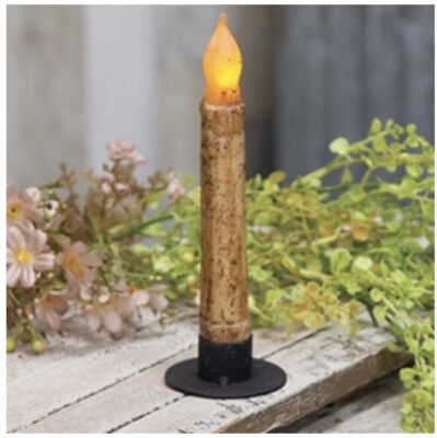 Burnt Ivory 6 Inch Taper Candle with 6 Hour Timer - No Base