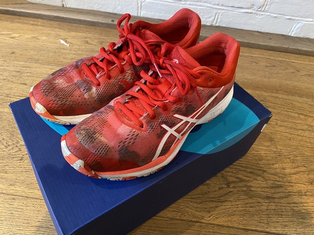 asics gel professional 14 ff orange netball trainers