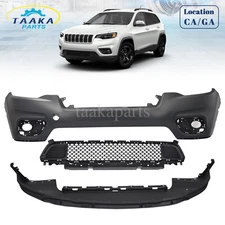 Front Bumper Cover Lower Grille Assembly Set For 2019 2020 2021 Jeep Cherokee