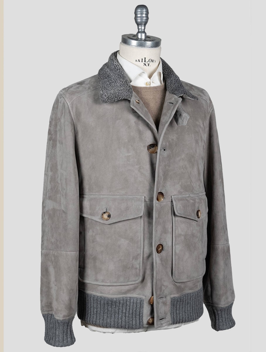 Brunello Cucinelli Gray Leather Suede Sheepskin Coat Man | eBay
