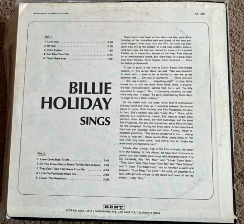 BILLIE HOLIDAY - THE LADY SINGS THE BLUES - KENT RECORDS - JAZZ VOCAL - Picture 2 of 4
