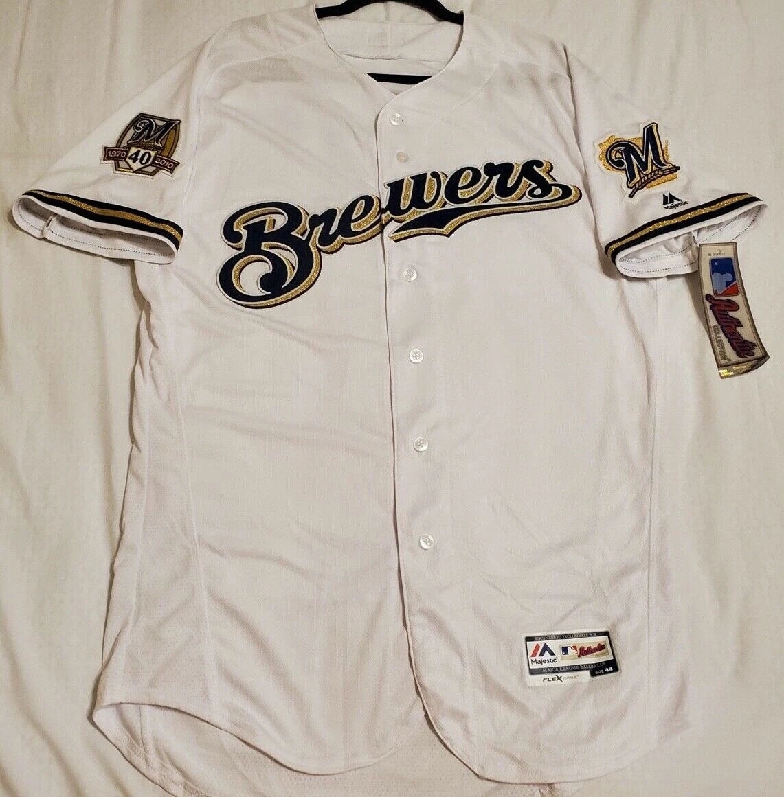 AUTHENTIC MAJESTIC 52 2XL, MILWAUKEE BREWERS FLEX BASE Jersey SHARP! USA  MADE