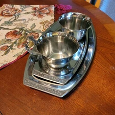 Stainless Cordova Creamer and Sugar set ,2 trays