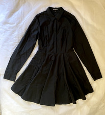 Express Dress Black Long Sleeve Ruffle Skirt Front Buttons & Side Zipper Size 6