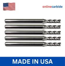 5 Pack 1/32" Solid Carbide End Mills – 4 Flute Center Cutting USA Made