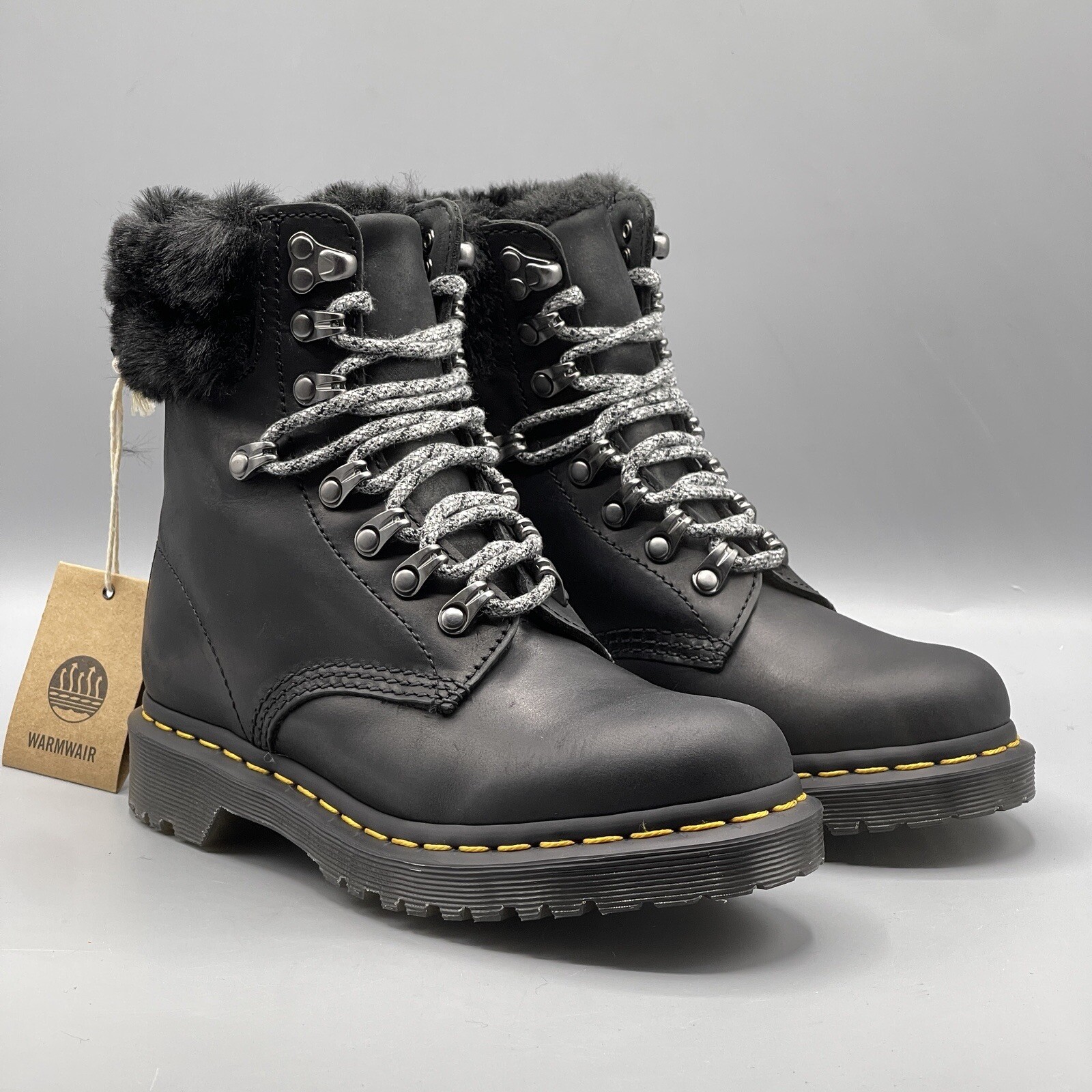 Doc Martens Women's 5 Black Leather Boots Faux Fur Lined WarmWair Serena Dr thumbnail 9