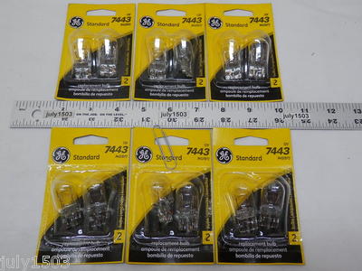 (12) New GE 7443 Miniature Lamp Bulb 25w/5w Wedge Base 12 volt T7 12v 