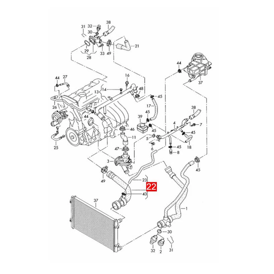 Tubo de manguera de agua refrigerante superior del radiador 8E0121101 para Audi 2001-2008 A4 B6 B7 Foto 4 de 4