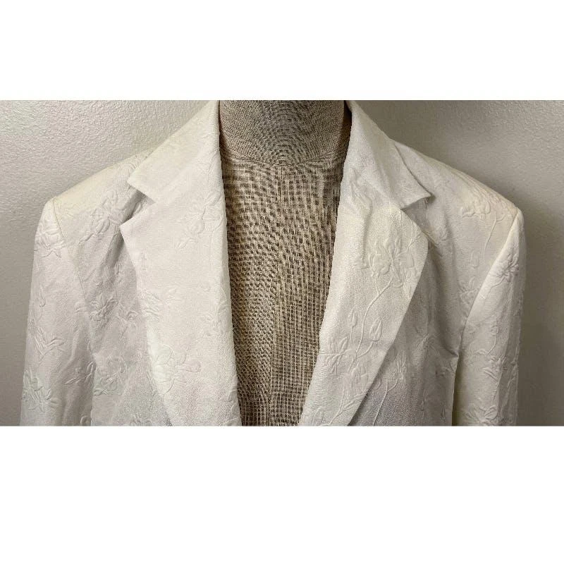 CHAQUETA ERIKA CAVALLINI OVERSIZE FLOCADA BLANCA 2 BOTONES Foto 3 de 4