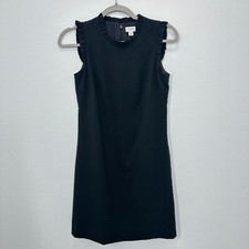 J. Crew Factory Mini Dress Ruffle Neck Black Suiting Career Office Feminine OP