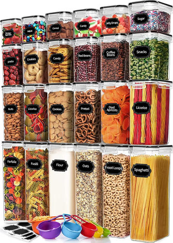 24 Pack Airtight Food Storage Containers with Lids for Kitchen Pantry Organizers