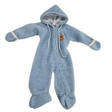 Vintage Disney Winnie The Pooh Baby Bunting Fleece Footed Pajamas Blue Small