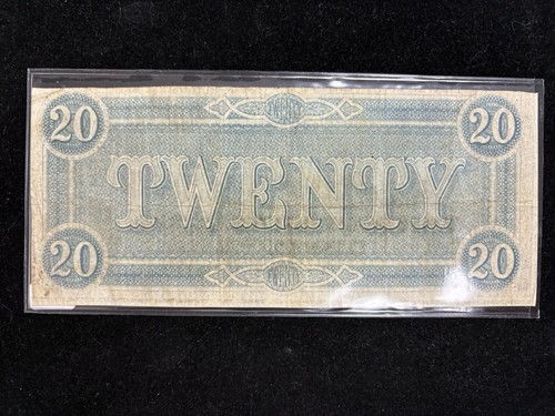 1864 $20 Confederate States of America Note VF+ Condition, Richmond VA - Picture 2 of 2