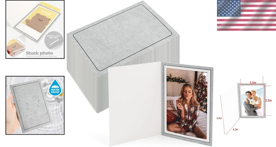 Paquete de 100 tarjetas fotográficas en blanco, marco gris para eventos especiales Foto 2 de 4
